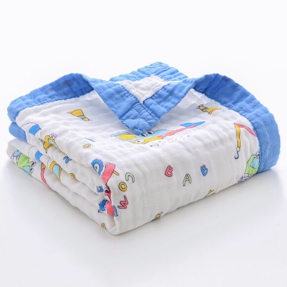 New Jay & Ava Baby/Toddler Muslin 100% Cotton Blanket - Blue Digger - Picture 1 of 6